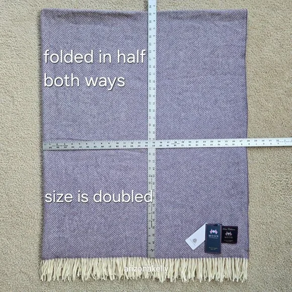 NWT Moon Merino Wool Herringbone Throw Blanket Purple Clover - Picture 4 of 15